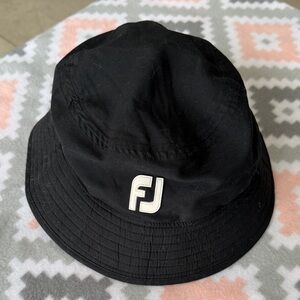 FootJoy Dryjoy Black Bucket Hat with White FJ Logo -  XL
